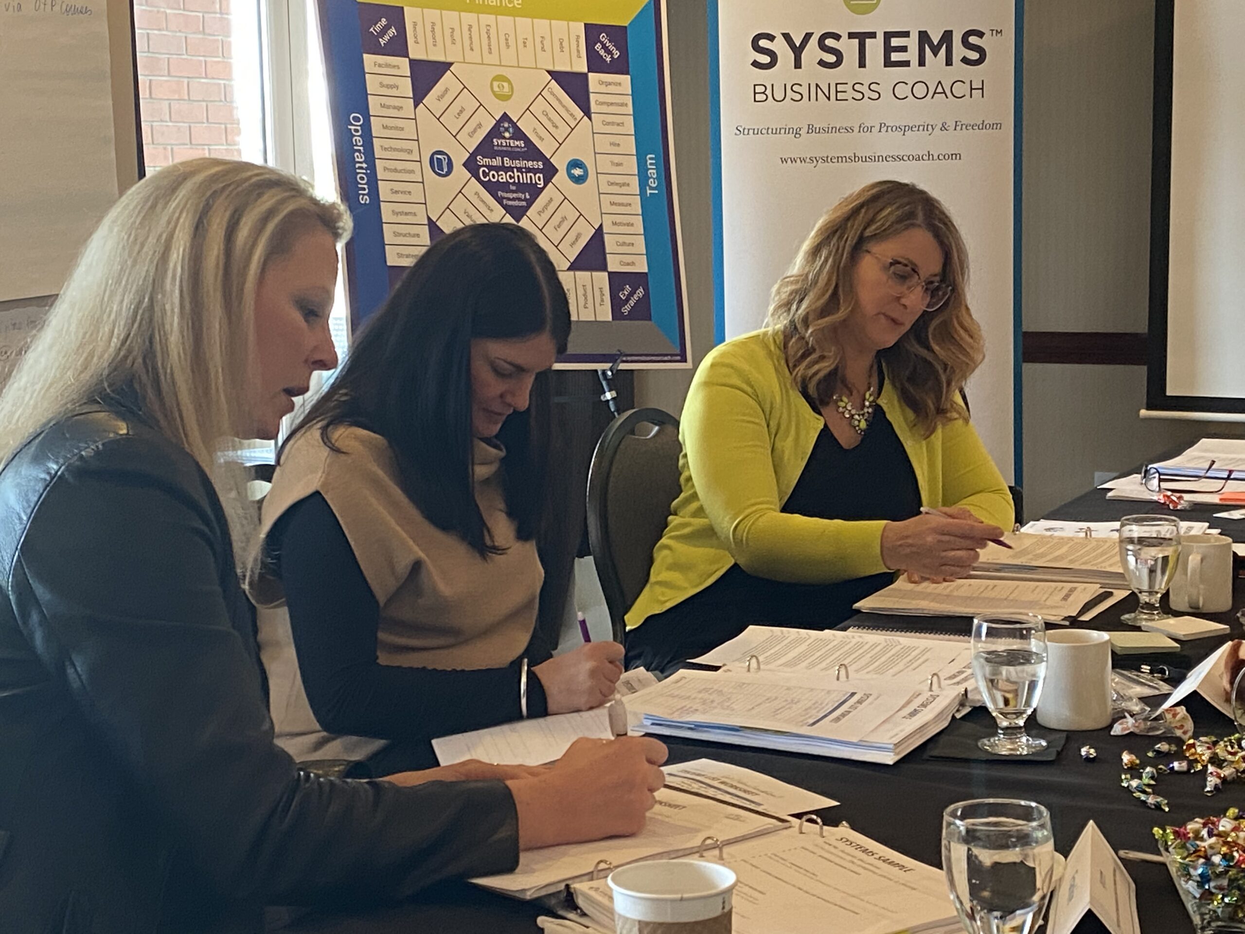 Certified Systems Business Coaches working together during a certification weekend.